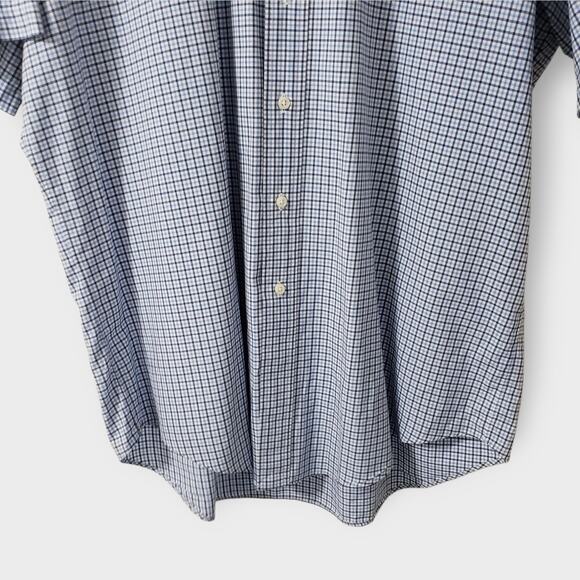 Ralph Lauren Mens Blue Check Plaid Button Down Shirt Classic Fit Short Sleeve L - Picture 3 of 13